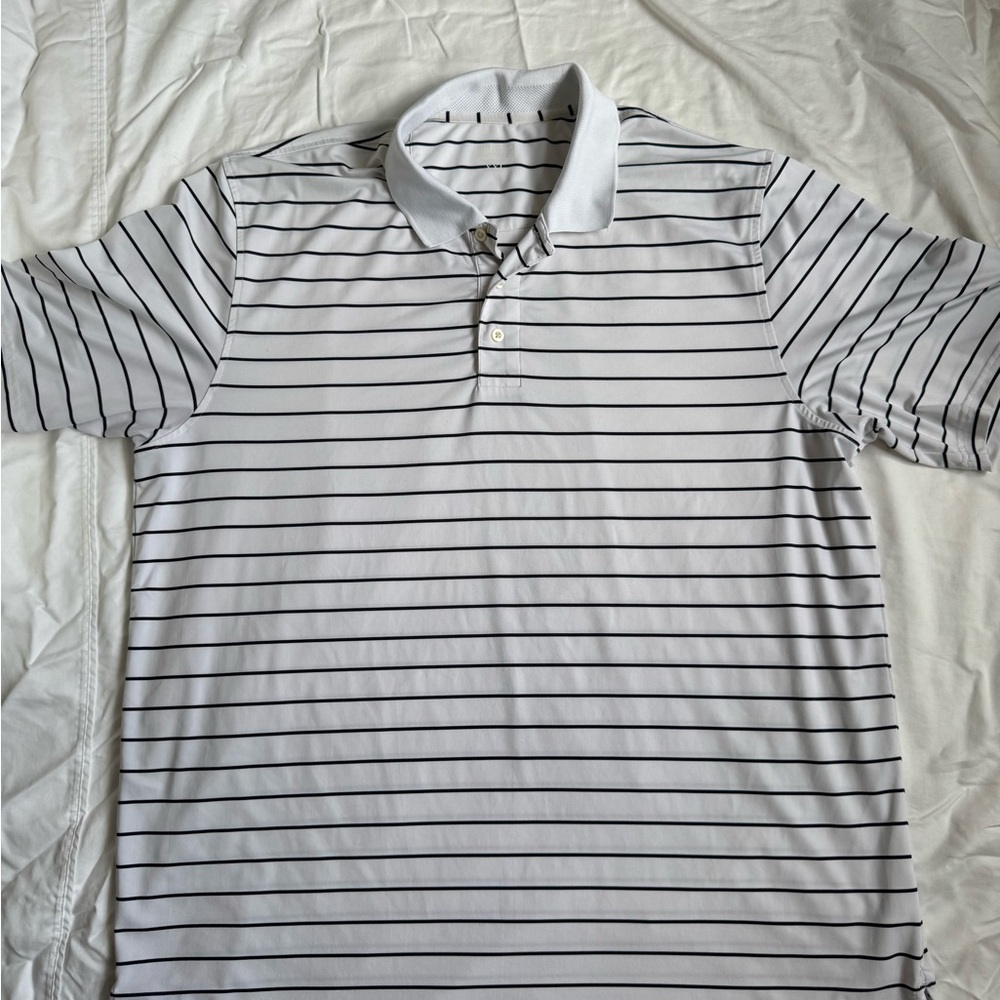 Brooks Brothers White Polo with Black Stripes